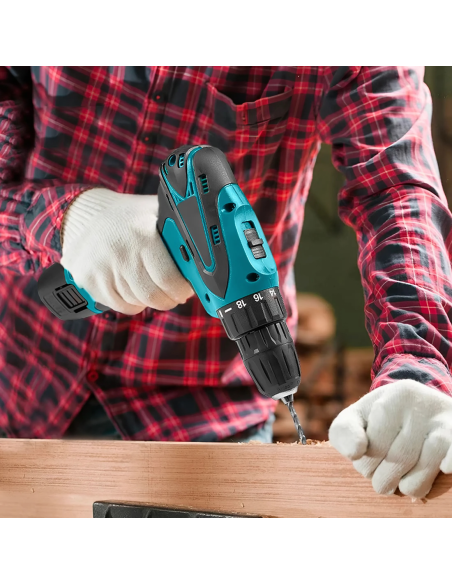 Taladro Atornillador a Batería 12V con Doble Batería Recargable y Luz LED