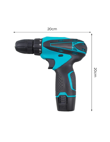 Taladro Atornillador a Batería 12V con Doble Batería Recargable y Luz LED