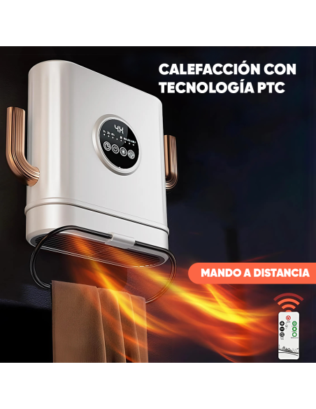 Termoventilador Eléctrico 2600W Estufa Portátil Función Calor y Ventilación
