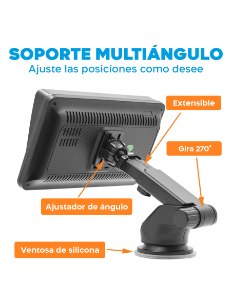 Pantalla CarPlay 7'' para Coche con GPS, FM, Bluetooth, Android iOS