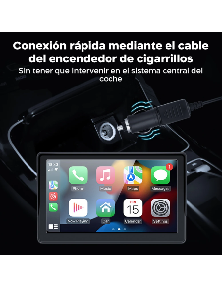 Pantalla CarPlay 7'' para Coche con GPS, FM, Bluetooth, Android iOS