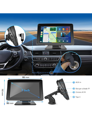 Pantalla CarPlay 7'' para Coche con GPS, FM,...