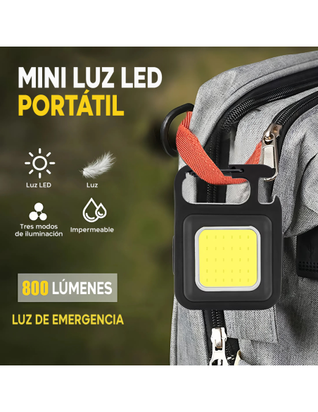 Mini Linterna LED Portátil con Llavero, Multifuncional, Imán y Abrebotellas