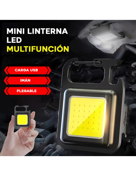 Mini Linterna LED Portátil con Llavero, Multifuncional, Imán y Abrebotellas