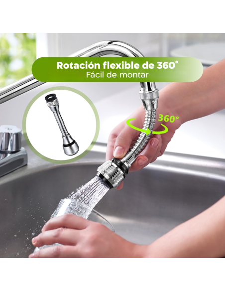 Rompigote Flexible Mezclador Grifo de Cocina Con Boquilla Rotatoria 360°