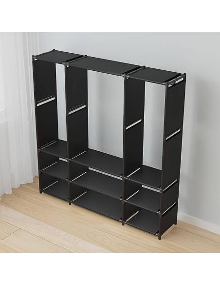 Armario guardarropa de tela con estantes camping 9 baldas barras y perchero