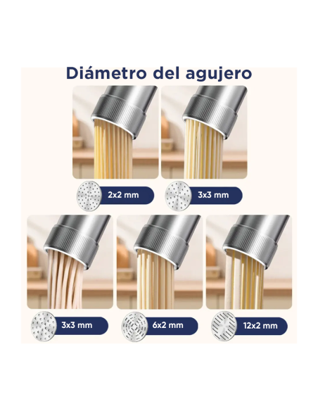 Máquina portátil eléctrica para pasta fresca, acero inoxidable, 5 moldes