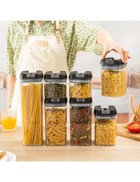 Kit 7 Contenedores Herméticos para Alimentos, Tarros para Pasta y Galletas