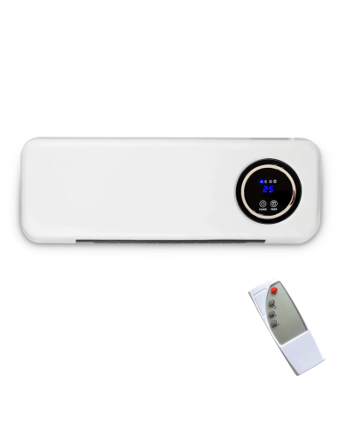 Termoventilador de Pared 2000W, Mando a Distancia, Pantalla LCD y Temporizador