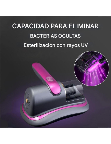 Aspiradora de Cama Sin Cable 100W Recargable Portátil con Filtro y Luz UV