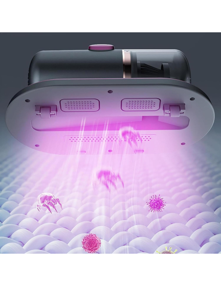 Aspiradora de Cama Sin Cable 100W Recargable Portátil con Filtro y Luz UV