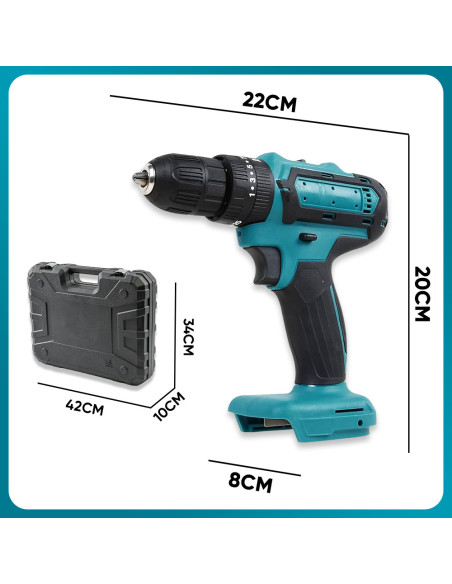 Taladro Atornillador 21V Recargable con Maletín y Herramientas Incluidas