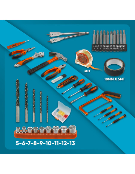 Taladro Atornillador 21V Recargable con Maletín y Herramientas Incluidas