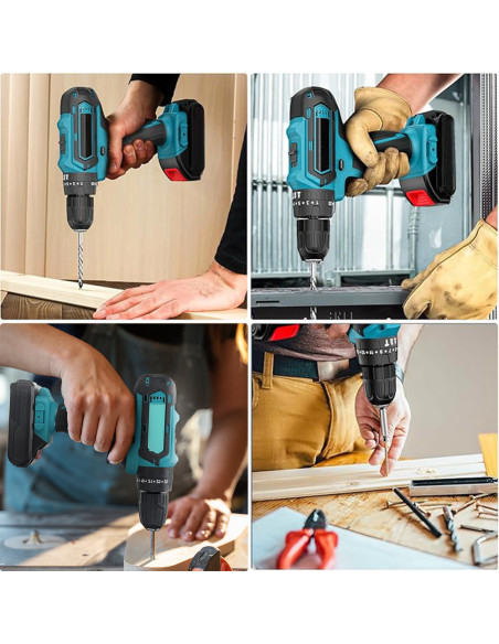 Taladro Atornillador 21V Recargable con Maletín y Herramientas Incluidas