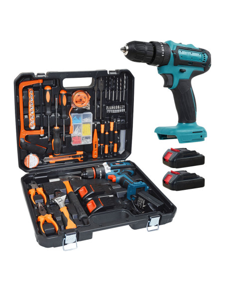 Taladro Atornillador 21V Recargable con Maletín y Herramientas Incluidas