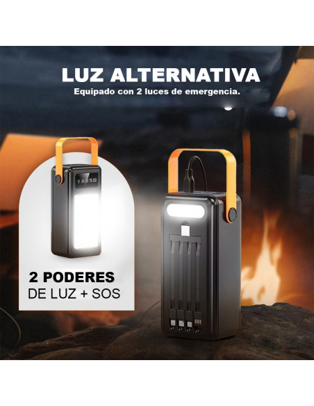 Power Bank 60000mAh Multifuncional con Luz de Emergencia y Carga Rápida