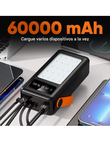 Power Bank 60000mAh Multifuncional con Luz de...