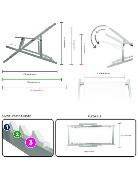 Silla Reclinable Plegable Napoli con Brazos, Estructura de Aluminio y Textilene