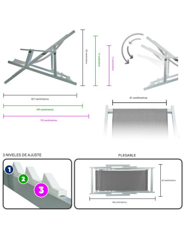 Silla Reclinable Plegable Napoli con Brazos,...