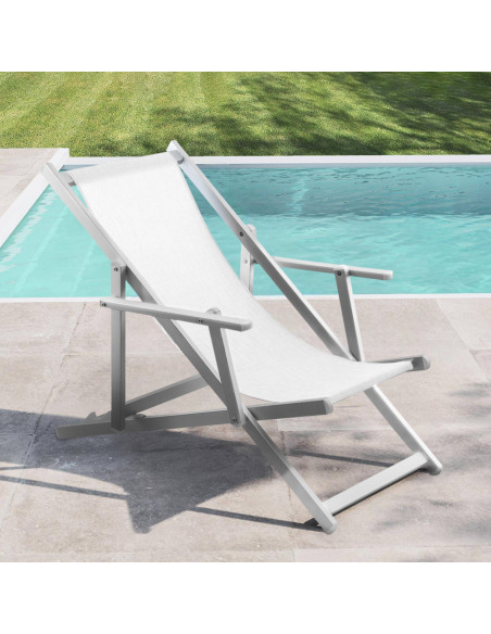 Silla Reclinable Plegable Napoli con Brazos, Estructura de Aluminio y Textilene