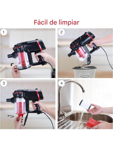 Aspiradora ciclónica 1000W 3 en 1, escoba...