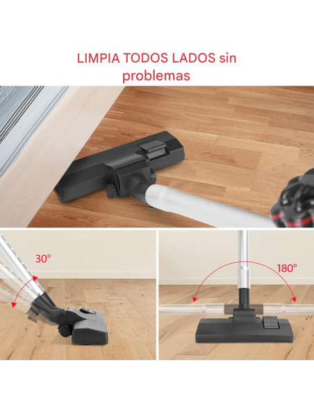 Aspiradora ciclónica 1000W 3 en 1, escoba eléctrica con filtro HEPA y cable.