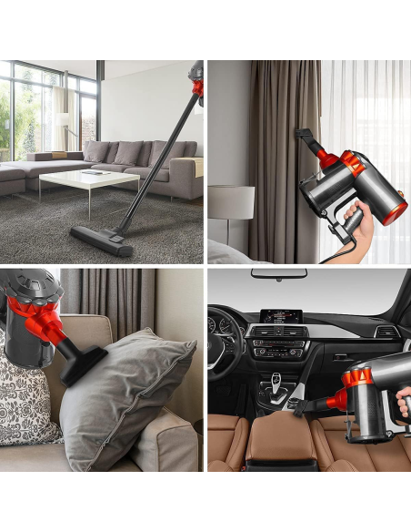 Aspiradora ciclónica 1000W 3 en 1, escoba eléctrica con filtro HEPA y cable.