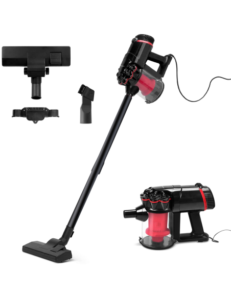 Aspiradora ciclónica 1000W 3 en 1, escoba eléctrica con filtro HEPA y cable.