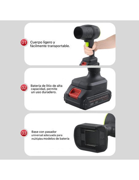 Soplador Turbo Aire Comprimido Eléctrico Inalámbrico Limpieza Polvo Autos