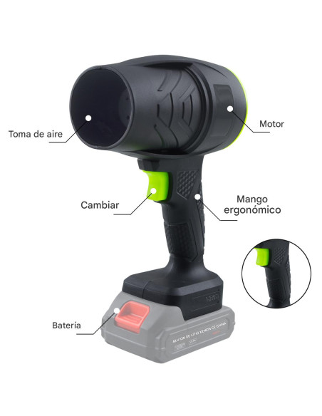 Soplador Turbo Aire Comprimido Eléctrico Inalámbrico Limpieza Polvo Autos