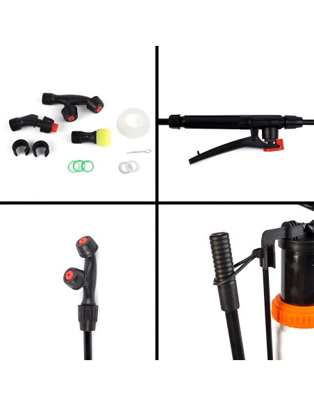 Pulverizador manual a mochila 16L con bomba y boquillas para jardín.