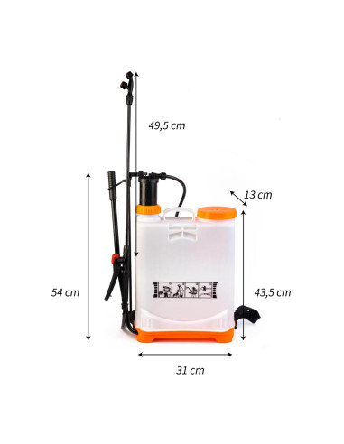 Pulverizador manual a mochila 16L con bomba y...