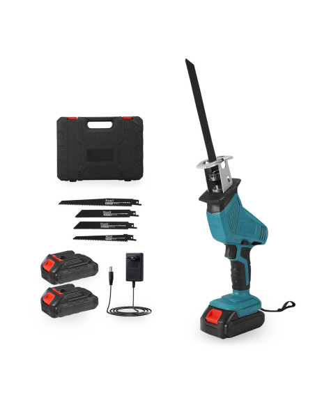 Sierra alternativa 48V, doble batería, 4 hojas, para poda madera y metal.