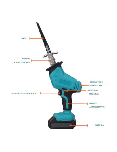 Sierra alternativa 48V, doble batería, 4 hojas,...