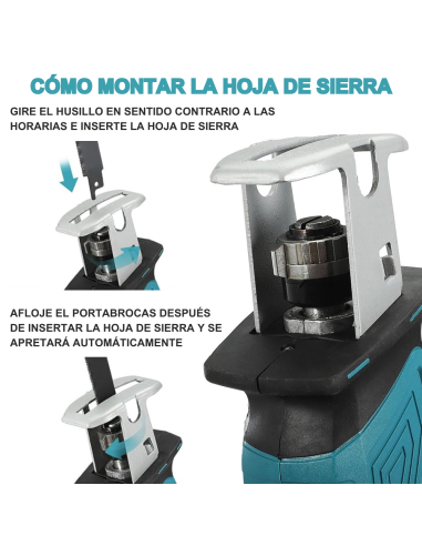 Sierra alternativa 48V, doble batería, 4 hojas,...