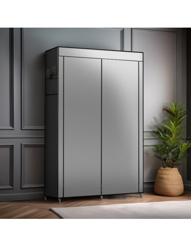 Armario de Tela 2 Puertas con Estantes y Barra...