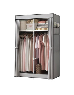 Armario de Tela 2 Puertas con Estantes y Barra para Ropa,... 2