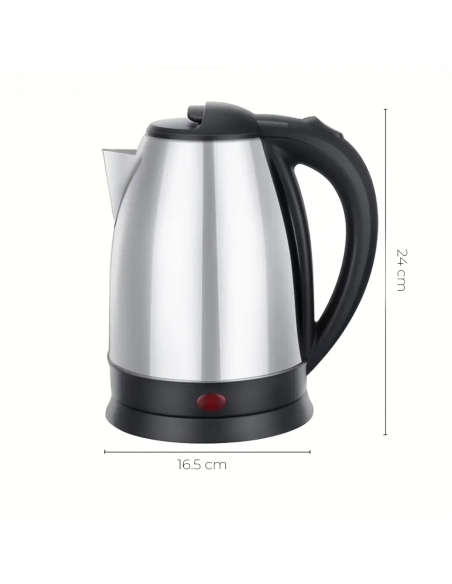 Hervidor de agua eléctrico 1500W, 1.8L, acero inoxidable, base giratoria.