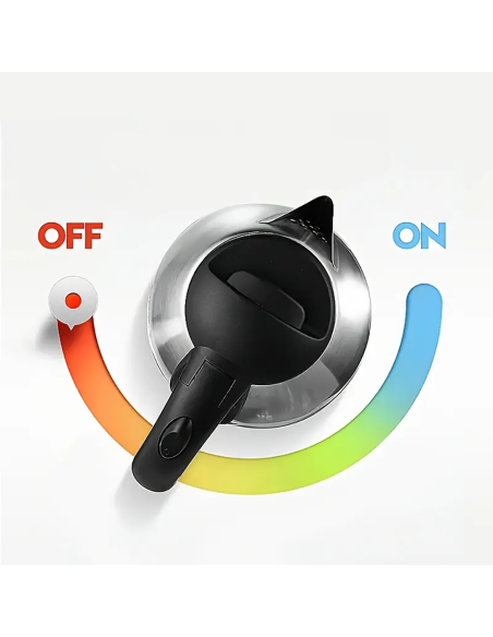 Hervidor de agua eléctrico 1500W, 1.8L, acero inoxidable, base giratoria.