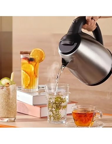 Hervidor de agua eléctrico 1500W, 1.8L, acero...