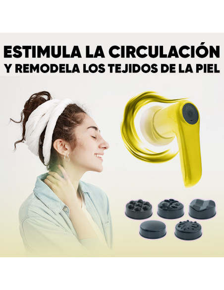 Masajeador Eléctrico para Cuerpo Recargable con 4 Cabezas y Vibración Ajustable