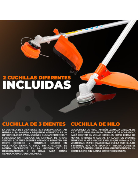 Desbrozadora de Mochila de Gasolina 52cc, de 2 Tiempos para Jardín.