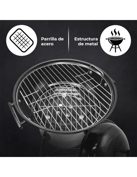 Barbacoa redonda Enrico Coveri, BBQ de carbón con tapa y estructura de metal.
