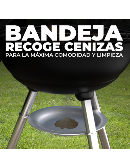 Barbacoa redonda Enrico Coveri, BBQ de carbón con tapa y estructura de metal.
