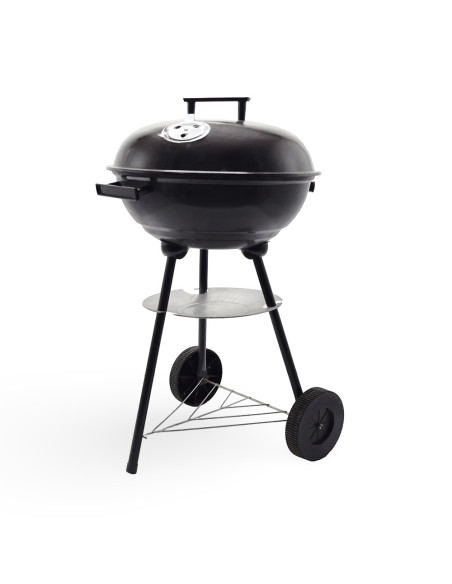 Barbacoa redonda Enrico Coveri, BBQ de carbón con tapa y estructura de metal.