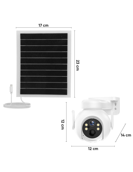 Cámara de videovigilancia con carga solar, Wi-Fi, sensor y control por APP.