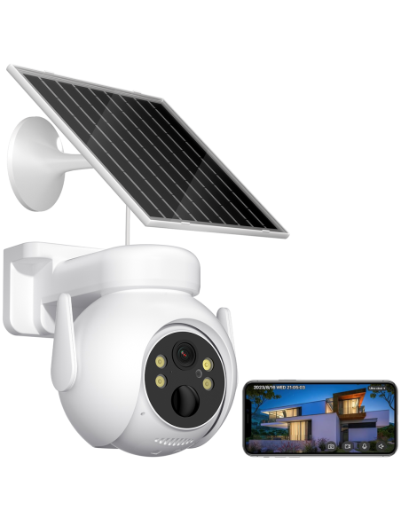 Cámara de videovigilancia con carga solar, Wi-Fi, sensor y control por APP.