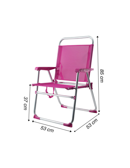 Silla reclinable de playa de aluminio con textilene, tipo tumbona, plegable.