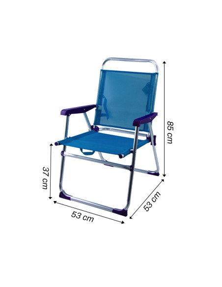 Silla reclinable de playa de aluminio con textilene, tipo tumbona, plegable.