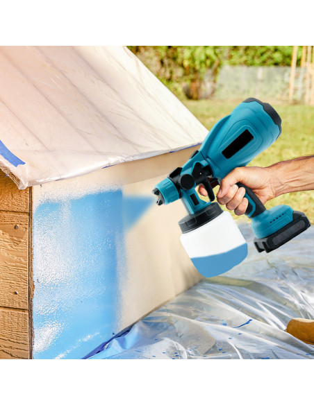 Pistola pulverizadora inalámbrica con doble batería 48V y depósito de 800ml.